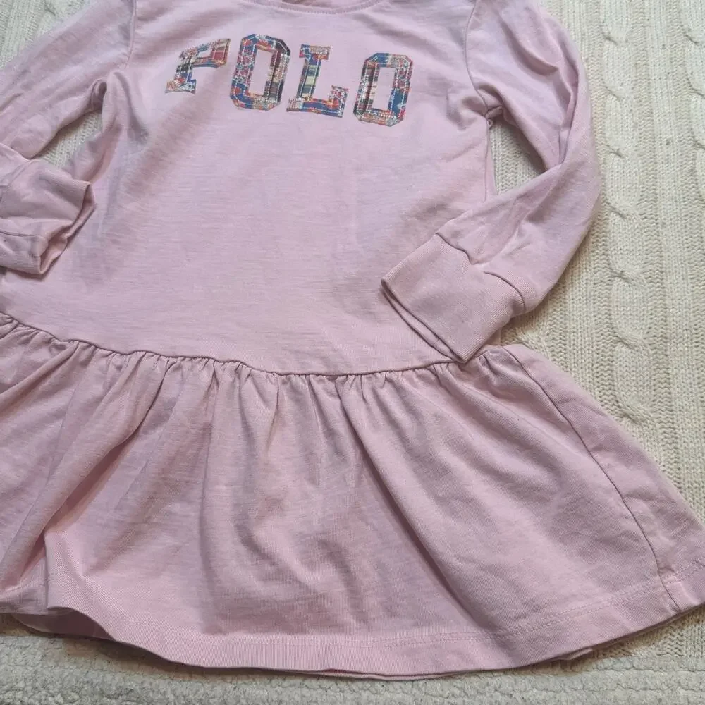 Polo Ralph Lauren Logo Cotton Jersey Hooded Long Sleeve Dress sz 18 M